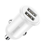 Automobilinis įkroviklis 12-24V 2xUSB 4.8A 24W baltas (white) Baseus Mini CCALLP-02